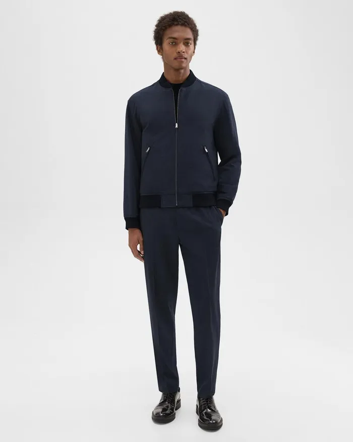 Theory Outerwear Tailored Bomber Jacket In Stretch Wool Navy 8211 Men