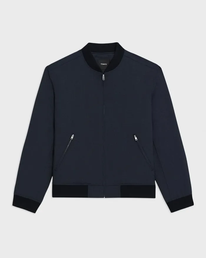 Theory Outerwear Tailored Bomber Jacket In Stretch Wool Navy 8211 Men