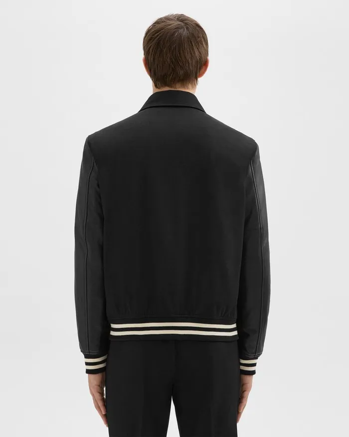 Theory Outerwear Varsity Jacket In Textured Gabardine Black 8211 Men
