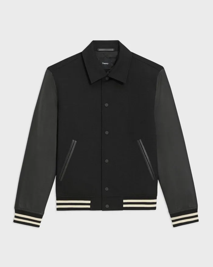 Theory Outerwear Varsity Jacket In Textured Gabardine Black 8211 Men