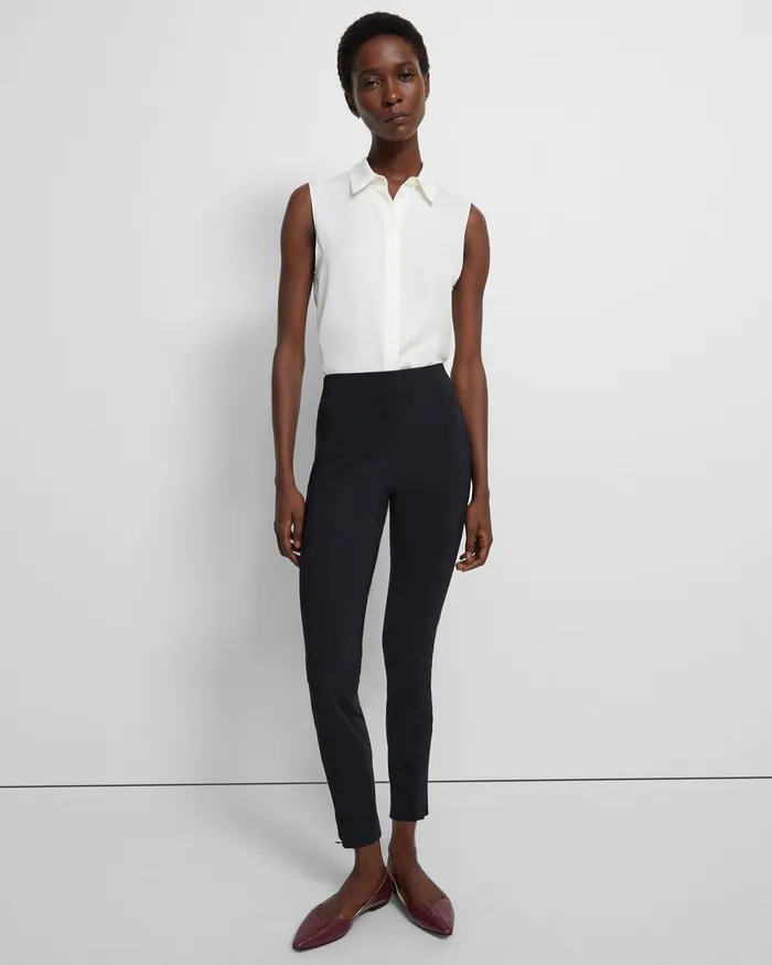 Theory Pants Seamed Slit Legging In Precision Ponte Black 8211 Women
