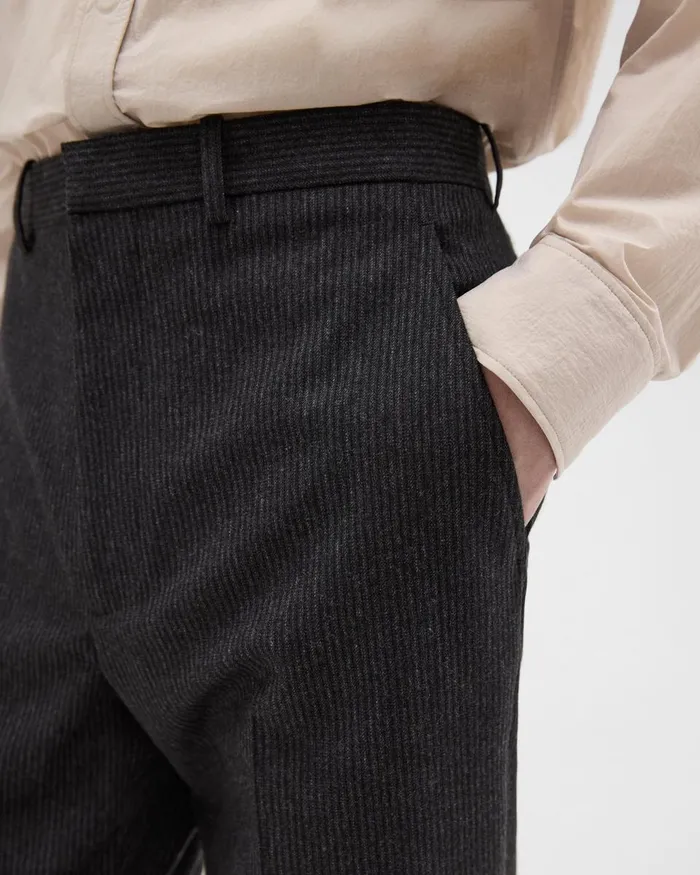 Theory Pants Tapered Pinstripe Flannel Pant Blackcharcoal 8211 Men