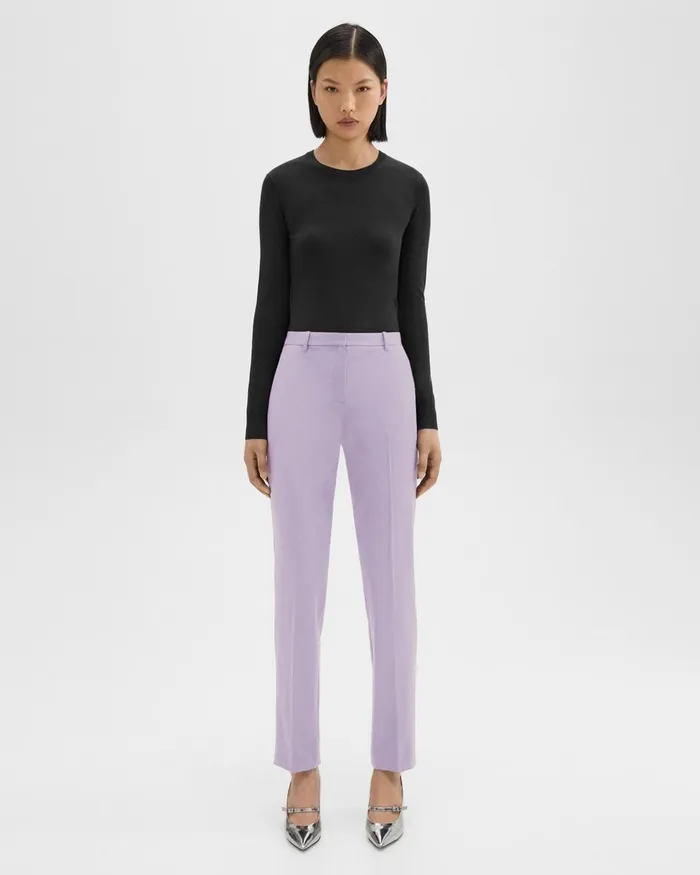 Theory Pants Treeca Full Length Pant In Good Wool Lilac Sky 8211 Women