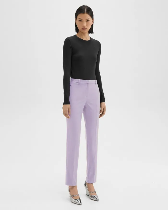 Theory Pants Treeca Full Length Pant In Good Wool Lilac Sky 8211 Women