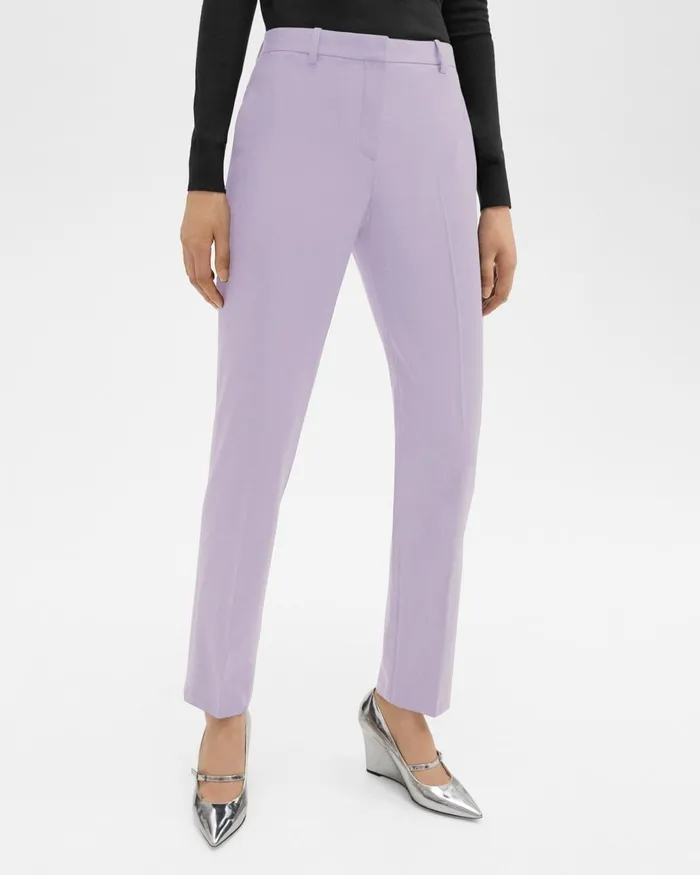 Theory Pants Treeca Full Length Pant In Good Wool Lilac Sky 8211 Women