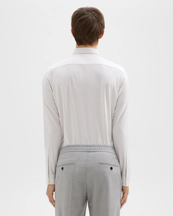 Theory Shirts Sylvain Shirt In Striped Structure Knit Whitevapor 8211 Men