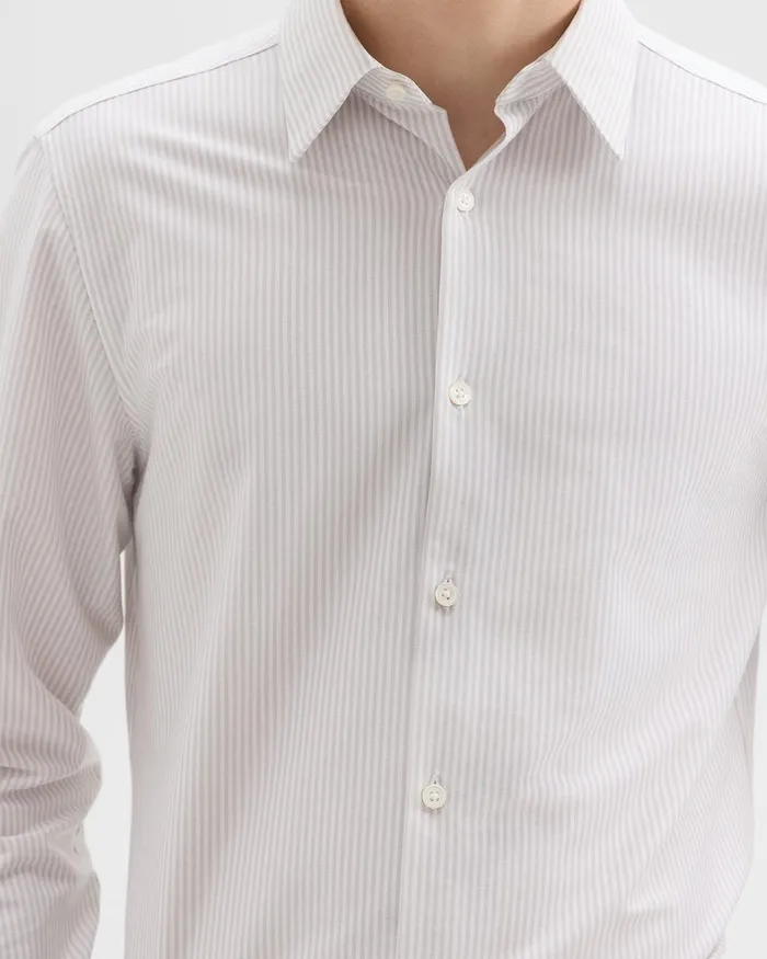 Theory Shirts Sylvain Shirt In Striped Structure Knit Whitevapor 8211 Men
