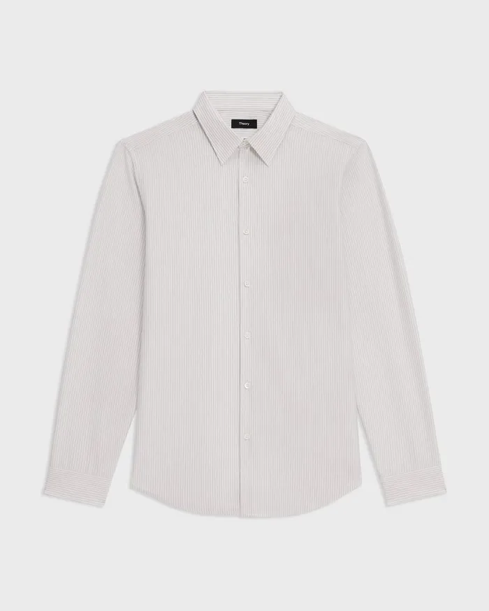Theory Shirts Sylvain Shirt In Striped Structure Knit Whitevapor 8211 Men