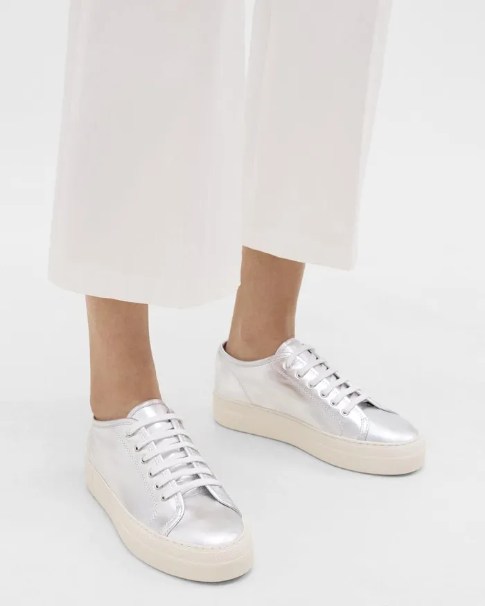 Theory Shoes Common Projects Womens Tournament LowTop Super Platform Sneakers Silver 8211 Women