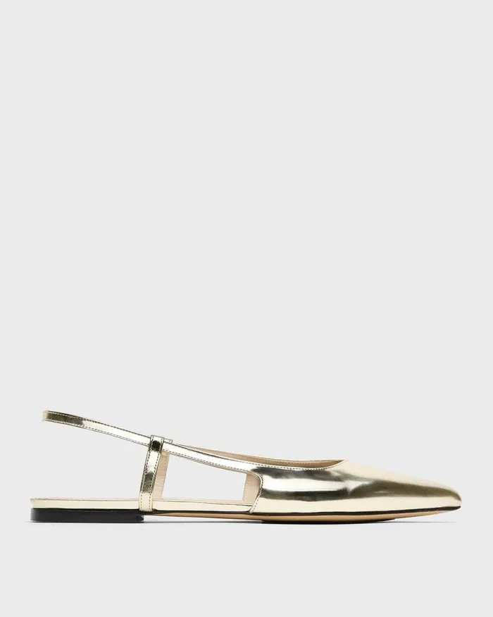 Theory Shoes Slingback Flat In Metallic Leather Light Gold 8211 Women