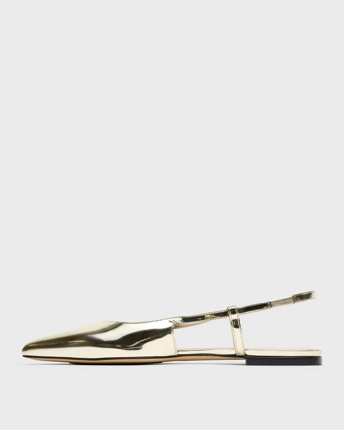 Theory Shoes Slingback Flat In Metallic Leather Light Gold 8211 Women
