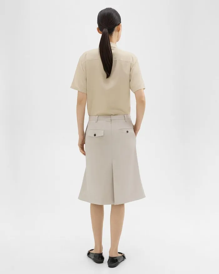 Theory Skirts Wool Gabardine Trumpet Skirt Aged Flax 8211 Women