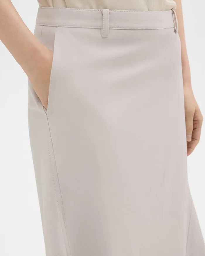 Theory Skirts Wool Gabardine Trumpet Skirt Aged Flax 8211 Women