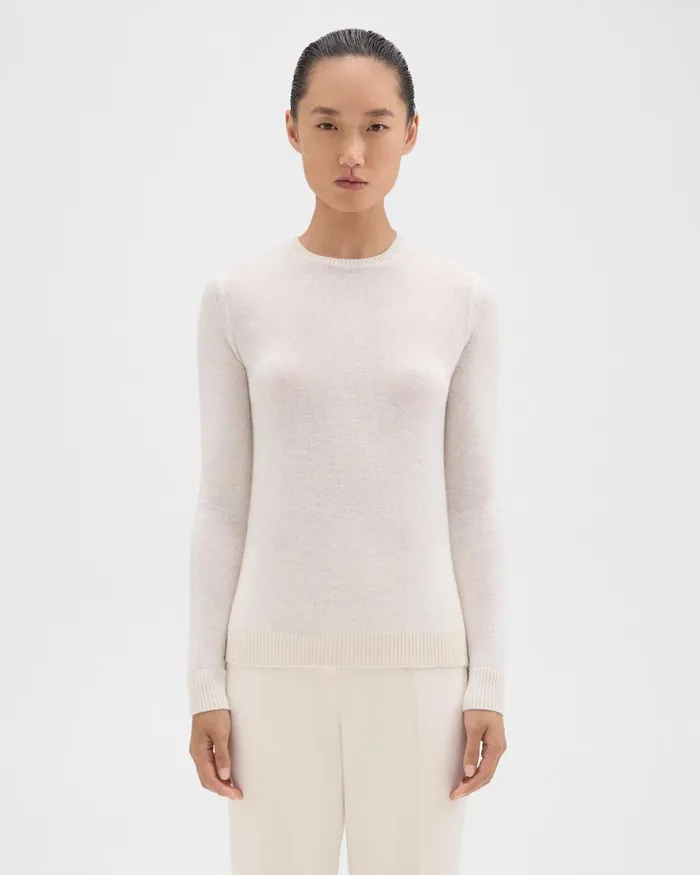 Theory Sweaters Cardigans Crewneck Sweater In Feather Cashmere Ivory 8211 Women