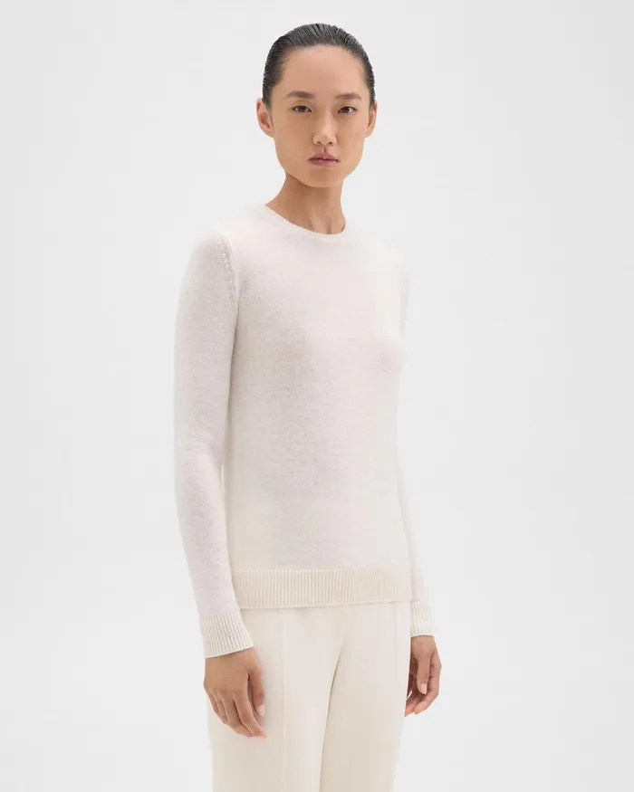 Theory Sweaters Cardigans Crewneck Sweater In Feather Cashmere Ivory 8211 Women