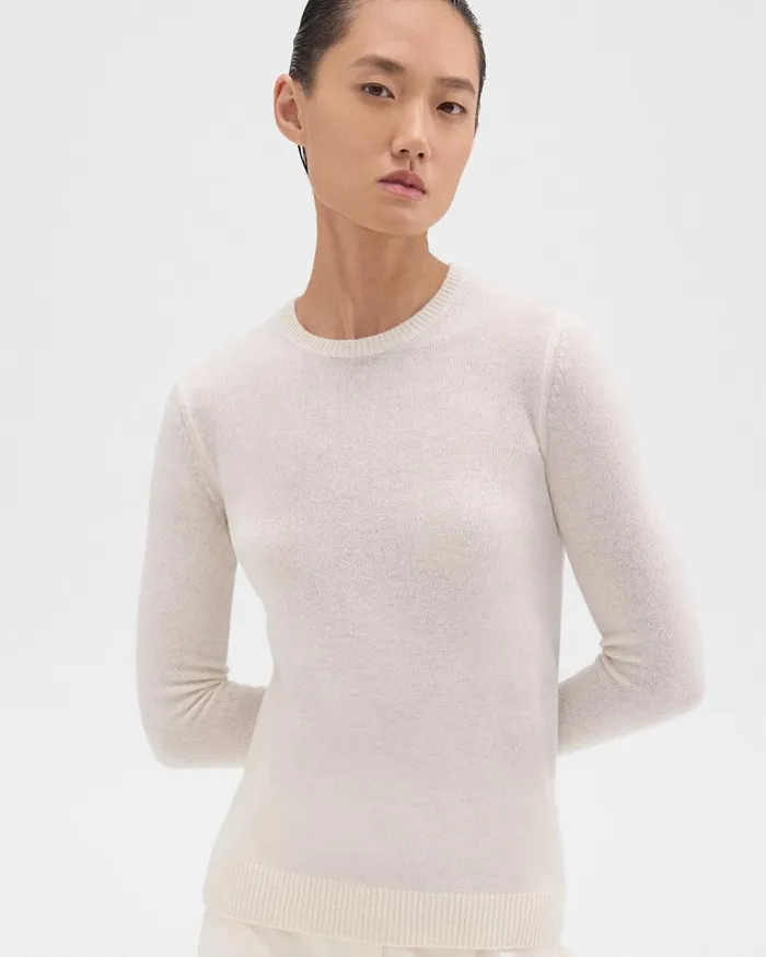 Theory Sweaters Cardigans Crewneck Sweater In Feather Cashmere Ivory 8211 Women