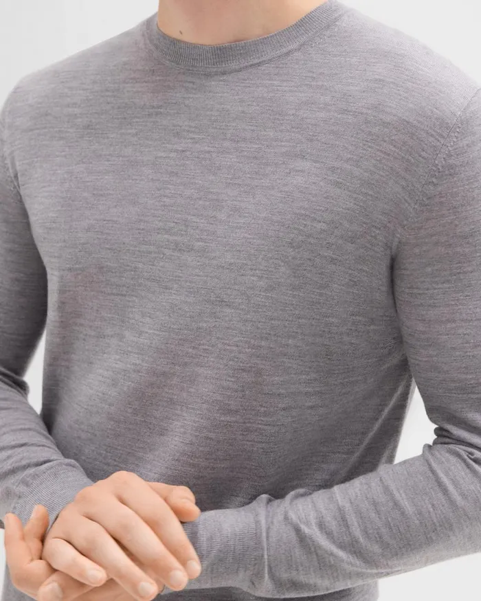 Theory Sweaters Cardigans Crewneck Sweater In Regal Wool Cool Heather Grey 8211 Men