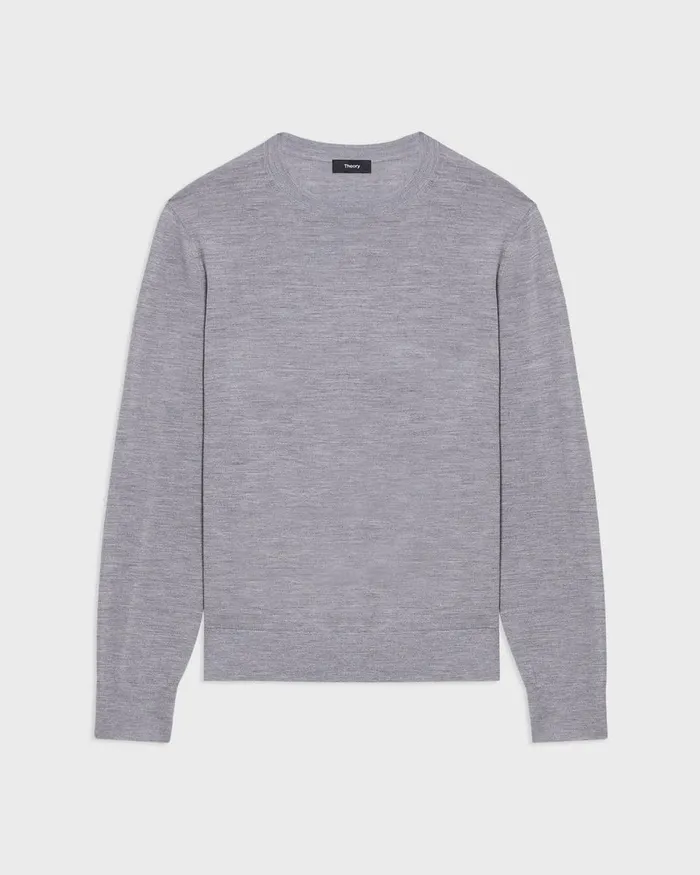 Theory Sweaters Cardigans Crewneck Sweater In Regal Wool Cool Heather Grey 8211 Men