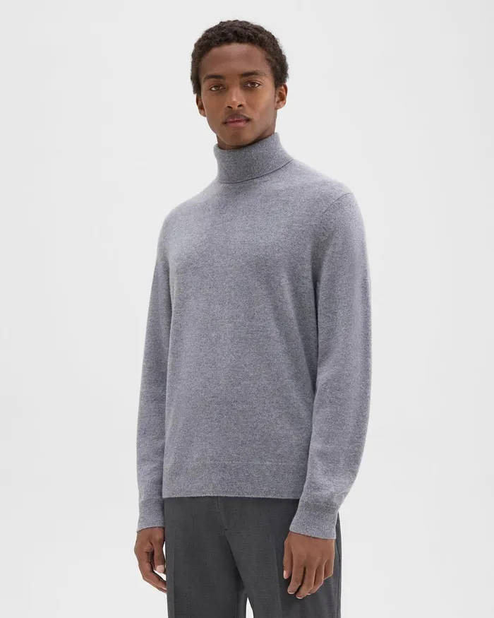Theory Sweaters Cardigans Hilles Turtleneck Sweater In Cashmere Derby Heather 8211 Men