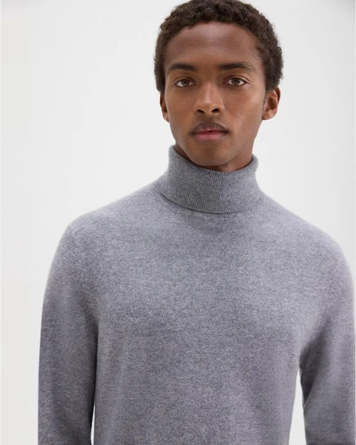 Theory Sweaters Cardigans Hilles Turtleneck Sweater In Cashmere Derby Heather 8211 Men