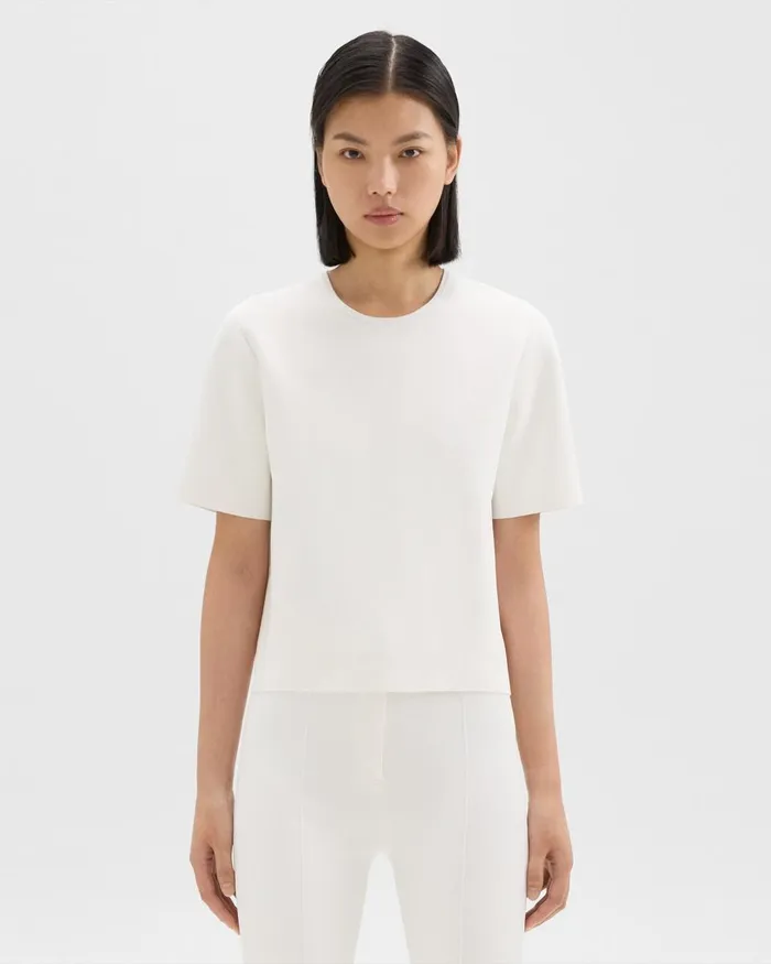 Theory Sweaters Cardigans Oversized Sweater Tee In Crepe Knit White 8211 Women