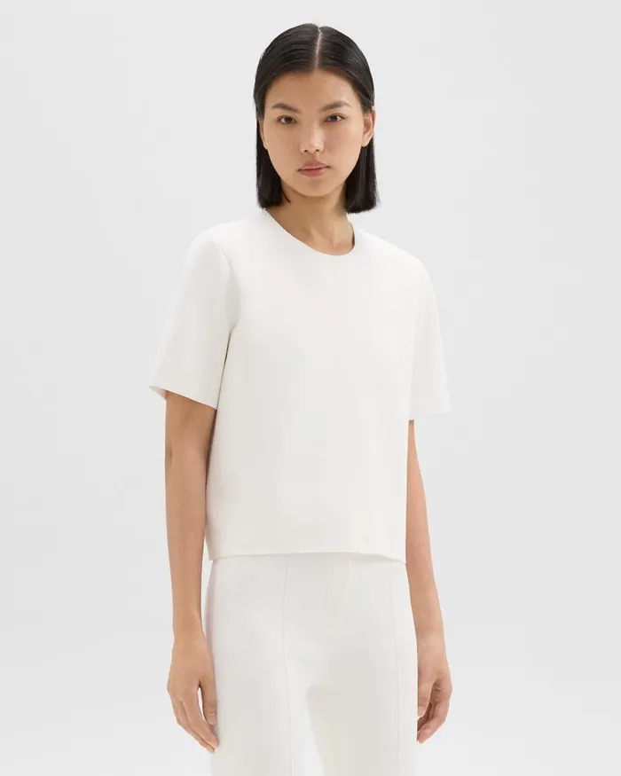 Theory Sweaters Cardigans Oversized Sweater Tee In Crepe Knit White 8211 Women