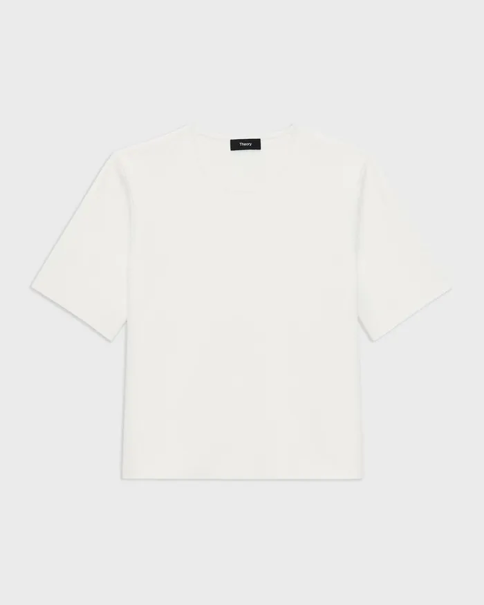 Theory Sweaters Cardigans Oversized Sweater Tee In Crepe Knit White 8211 Women