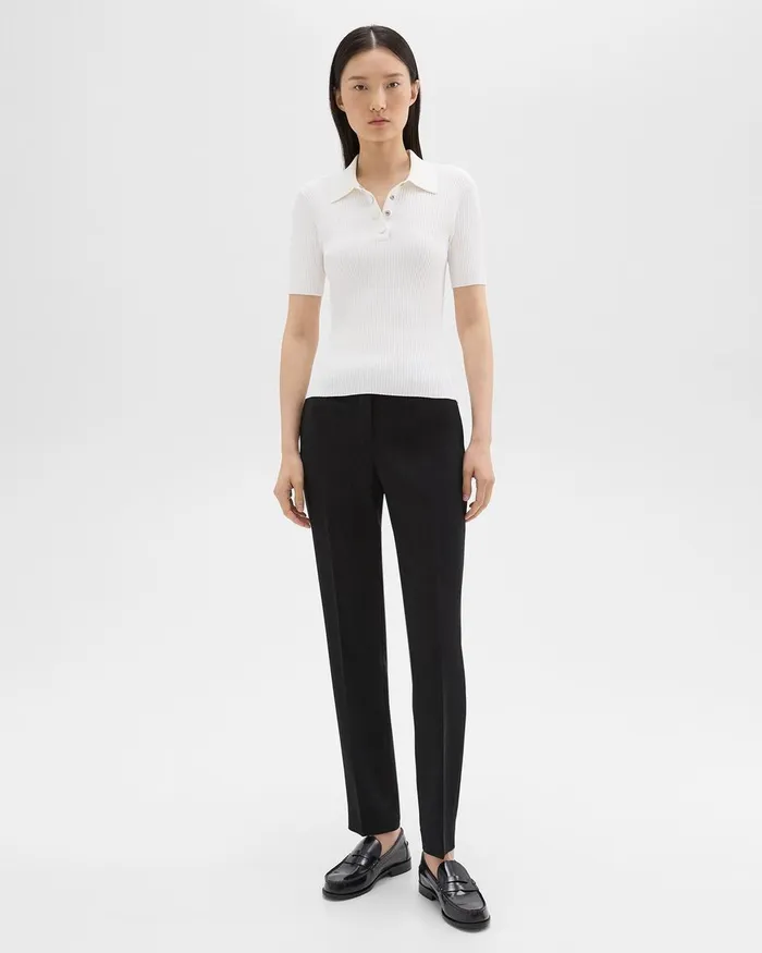 Theory Sweaters Cardigans Ribbed Polo In Crepe Knit White 8211 Women