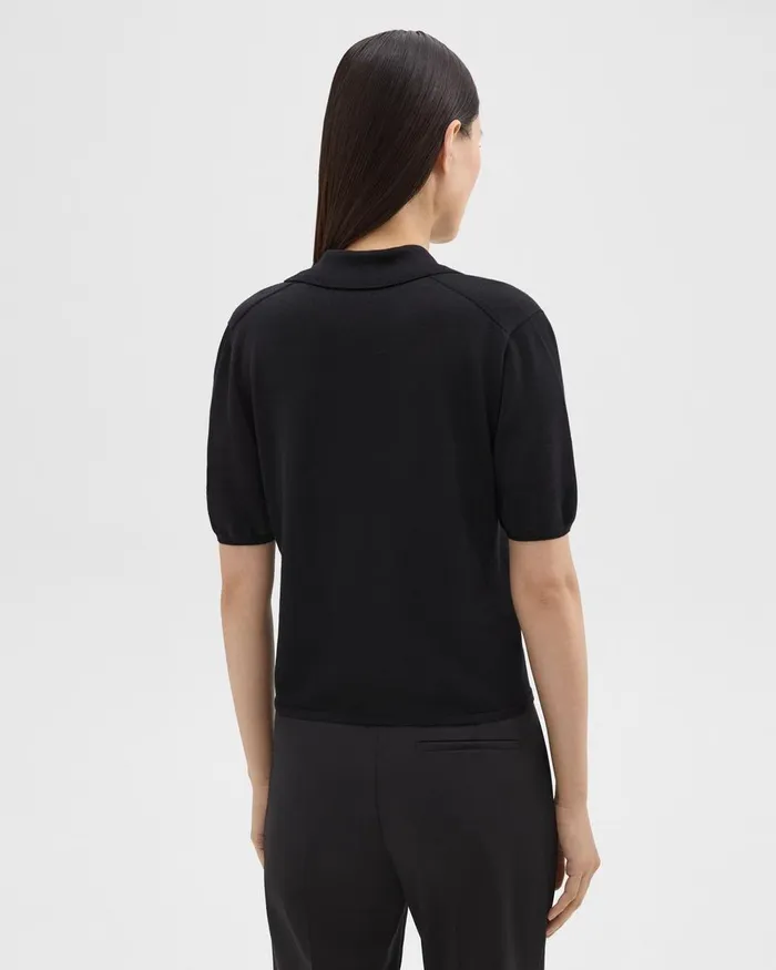 Theory Sweaters Cardigans ShortSleeve Polo Sweater In Regal Wool Black 8211 Women
