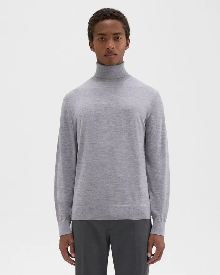 Theory Sweaters Cardigans Turtleneck Sweater In Regal Wool Cool Heather Grey 8211 Men