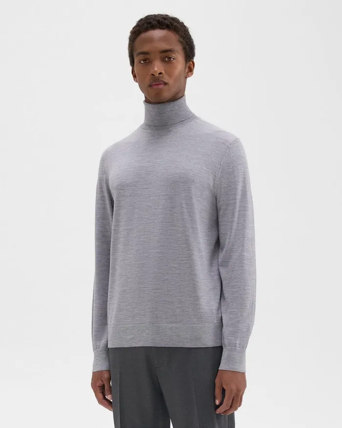 Theory Sweaters Cardigans Turtleneck Sweater In Regal Wool Cool Heather Grey 8211 Men