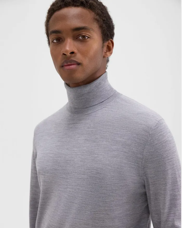 Theory Sweaters Cardigans Turtleneck Sweater In Regal Wool Cool Heather Grey 8211 Men