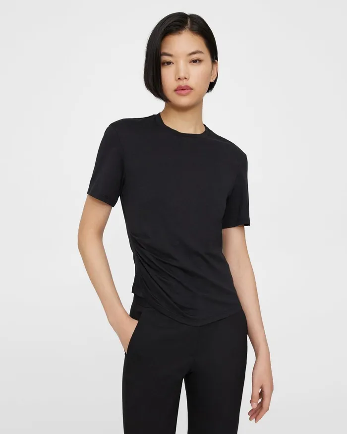 Theory TShirts Draped Tee In Organic Cotton Black 8211 Women