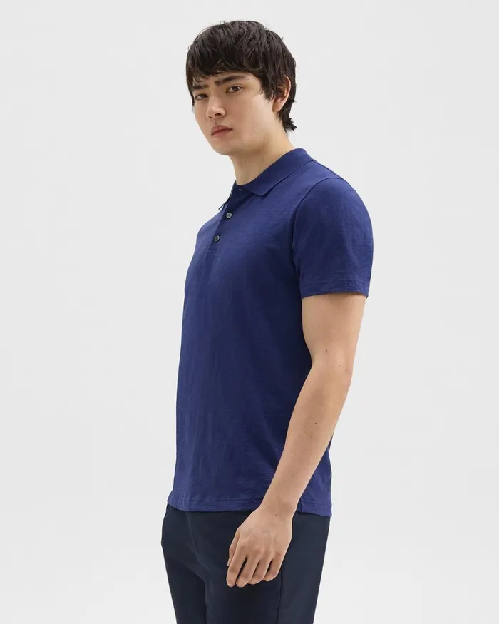 Theory Tshirts Polos Bron Polo Shirt In Cosmos Slub Cotton Ocean 8211 Men