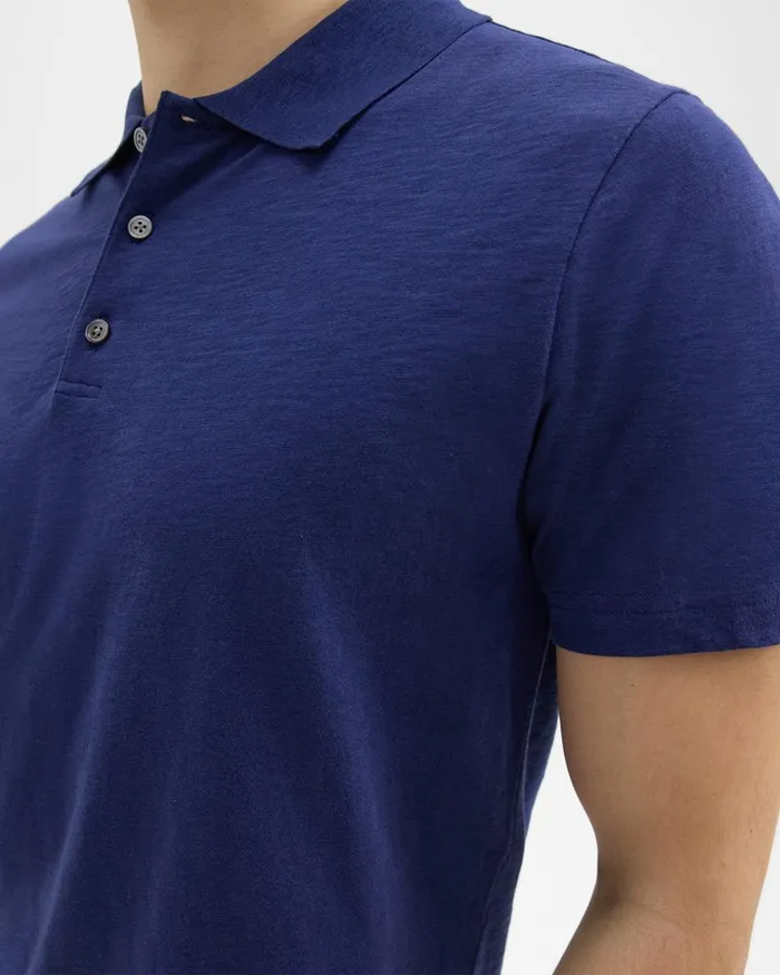 Theory Tshirts Polos Bron Polo Shirt In Cosmos Slub Cotton Ocean 8211 Men