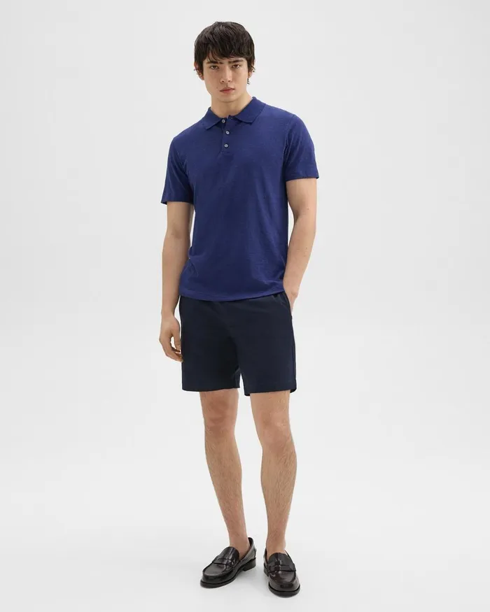 Theory Tshirts Polos Bron Polo Shirt In Cosmos Slub Cotton Ocean 8211 Men
