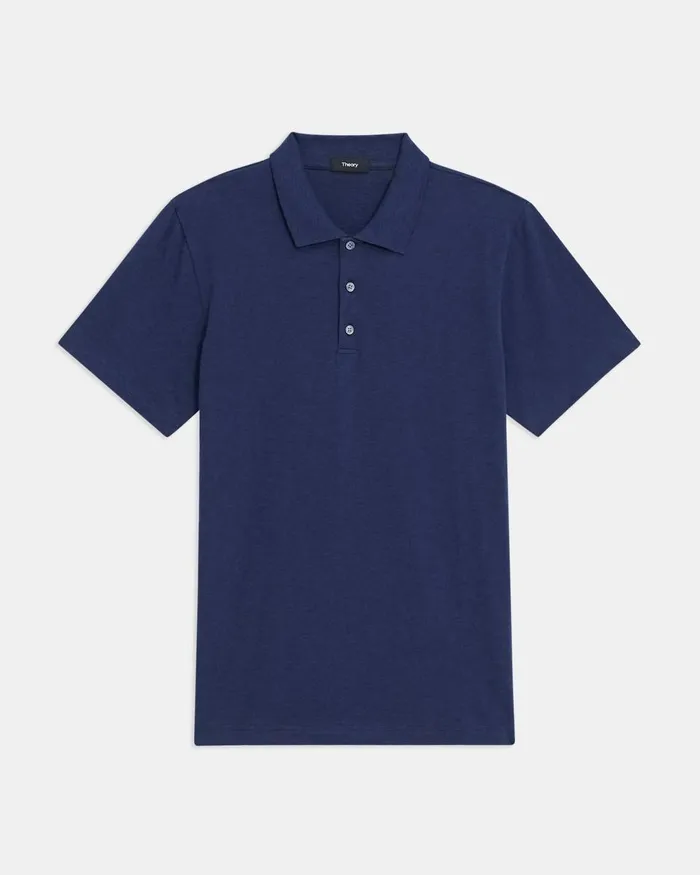 Theory Tshirts Polos Bron Polo Shirt In Cosmos Slub Cotton Ocean 8211 Men