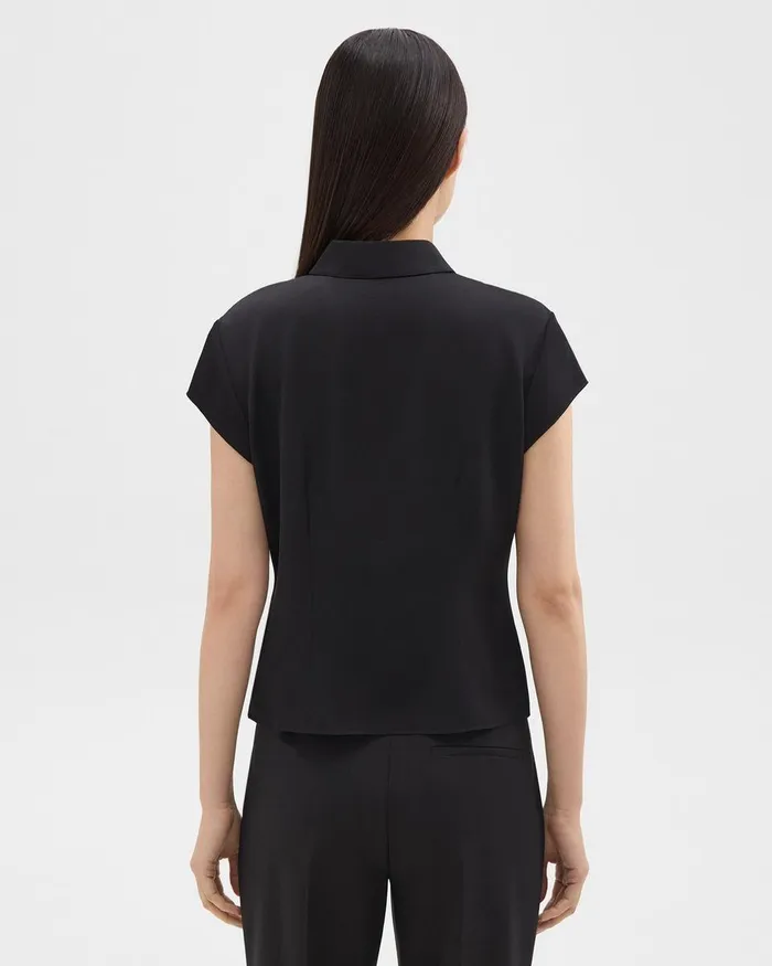 Theory Tops Cap Sleeve Shirt In Silk Georgette Black 8211 Women