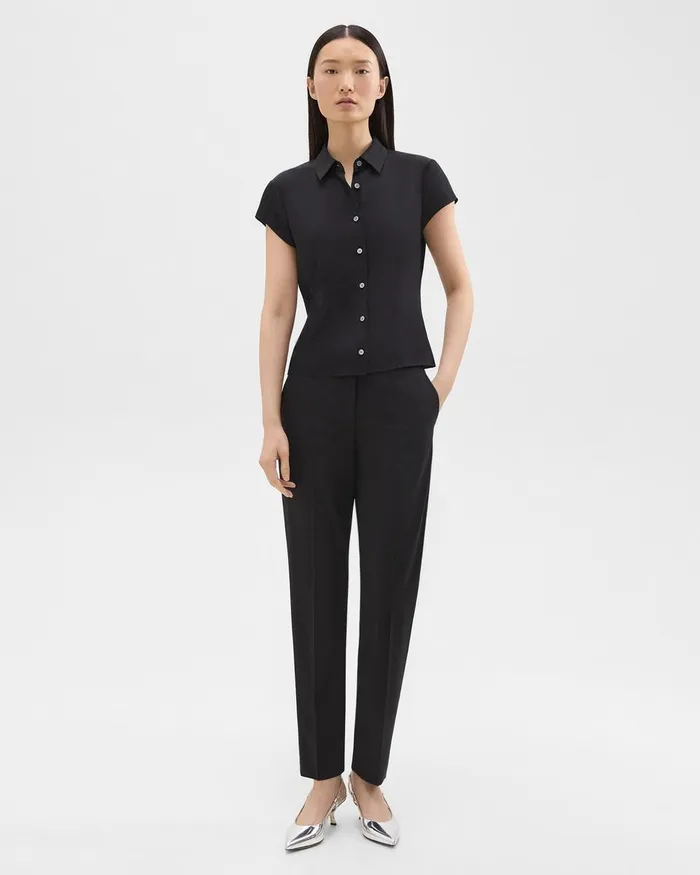 Theory Tops Cap Sleeve Shirt In Silk Georgette Black 8211 Women