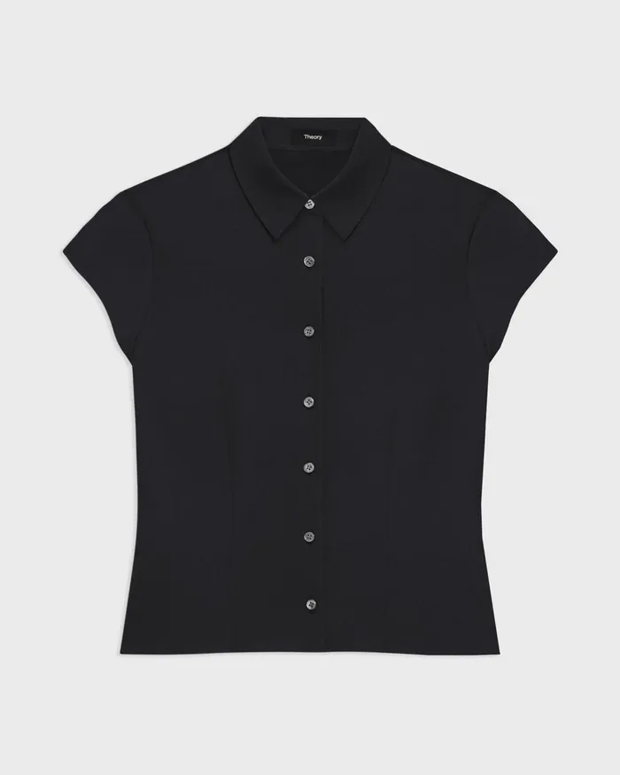 Theory Tops Cap Sleeve Shirt In Silk Georgette Black 8211 Women