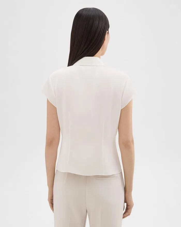 Theory Tops Cap Sleeve Shirt In Silk Georgette Ivory 8211 Women