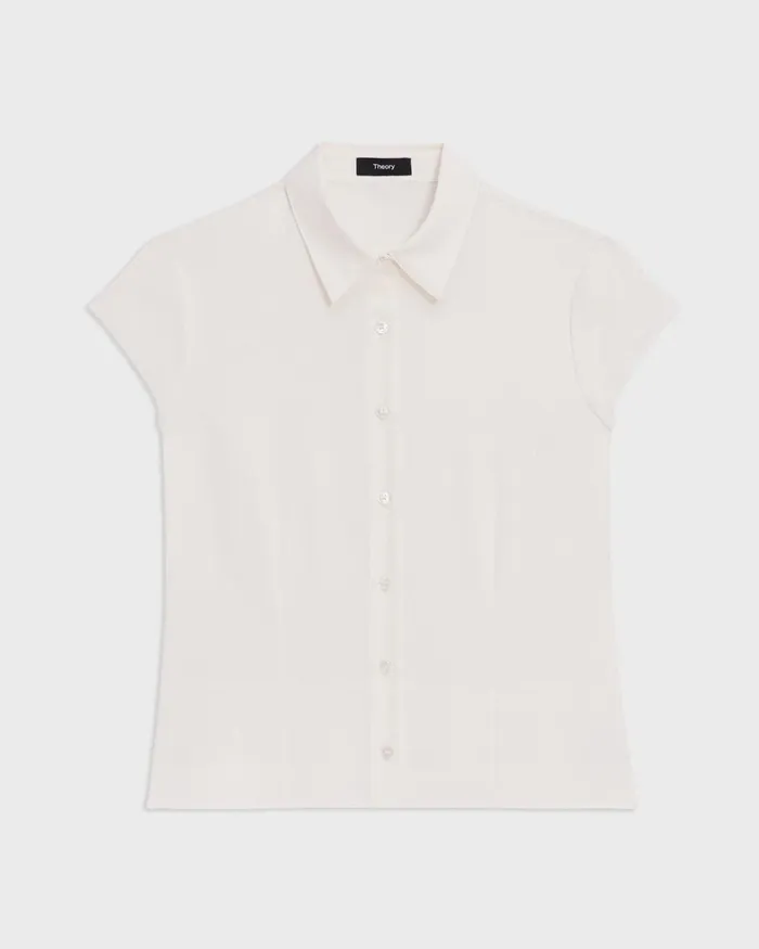 Theory Tops Cap Sleeve Shirt In Silk Georgette Ivory 8211 Women