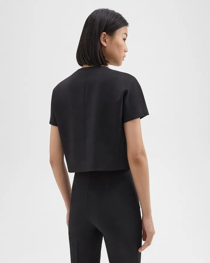 Theory Tops DoubleBreasted Crop Top In Crepe Black 8211 Women