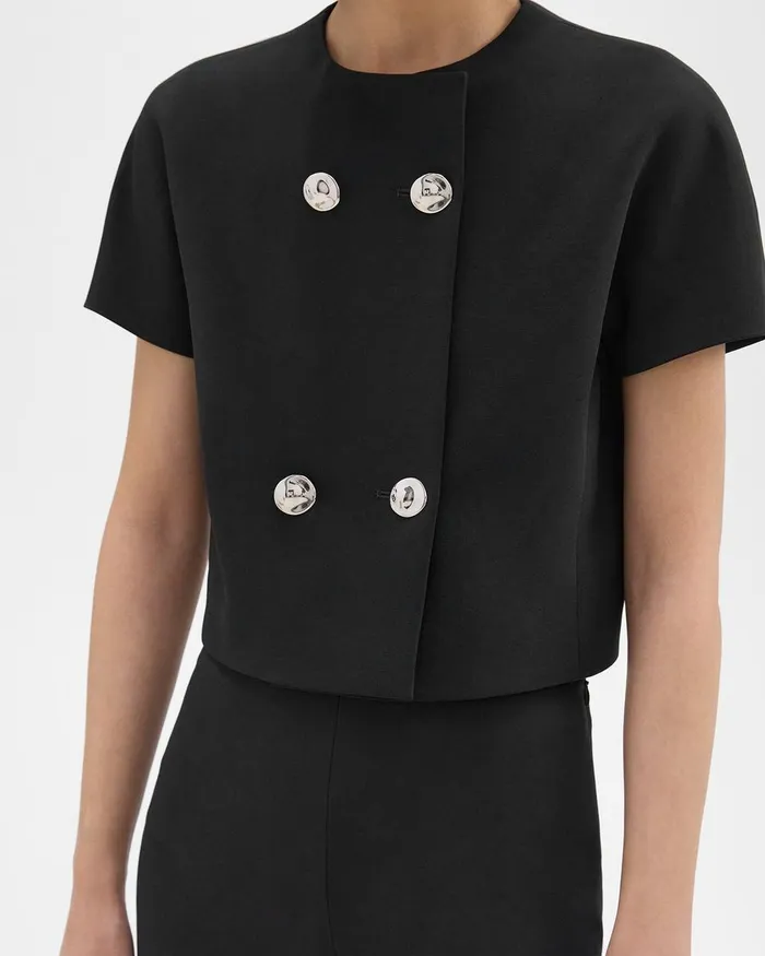 Theory Tops DoubleBreasted Crop Top In Crepe Black 8211 Women
