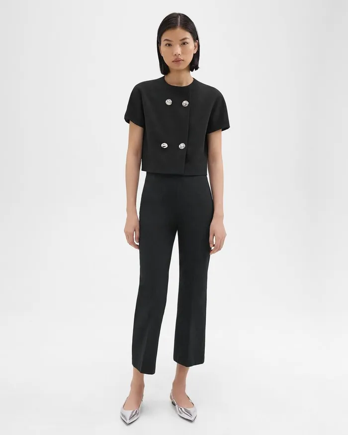 Theory Tops DoubleBreasted Crop Top In Crepe Black 8211 Women