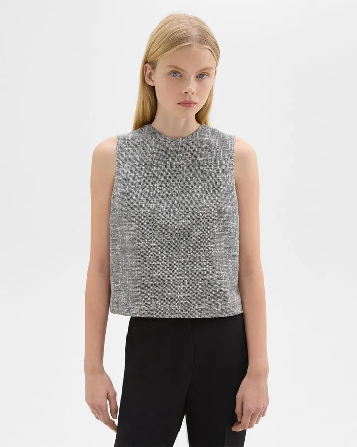 Theory Tops Shell Top In Canvas Tweed Black Multi 8211 Women