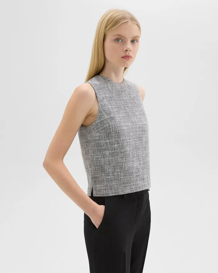 Theory Tops Shell Top In Canvas Tweed Black Multi 8211 Women