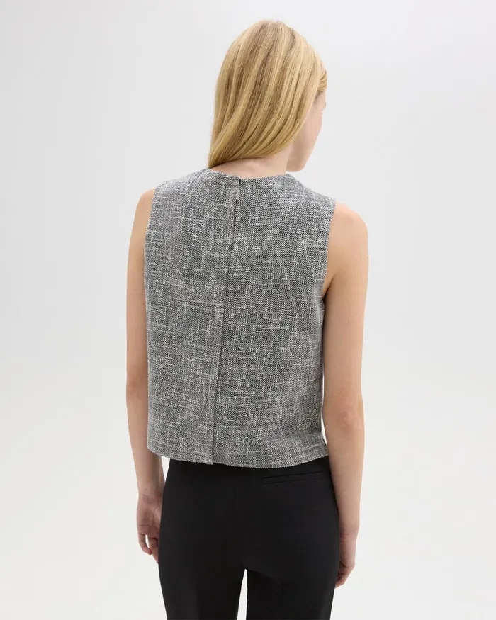 Theory Tops Shell Top In Canvas Tweed Black Multi 8211 Women
