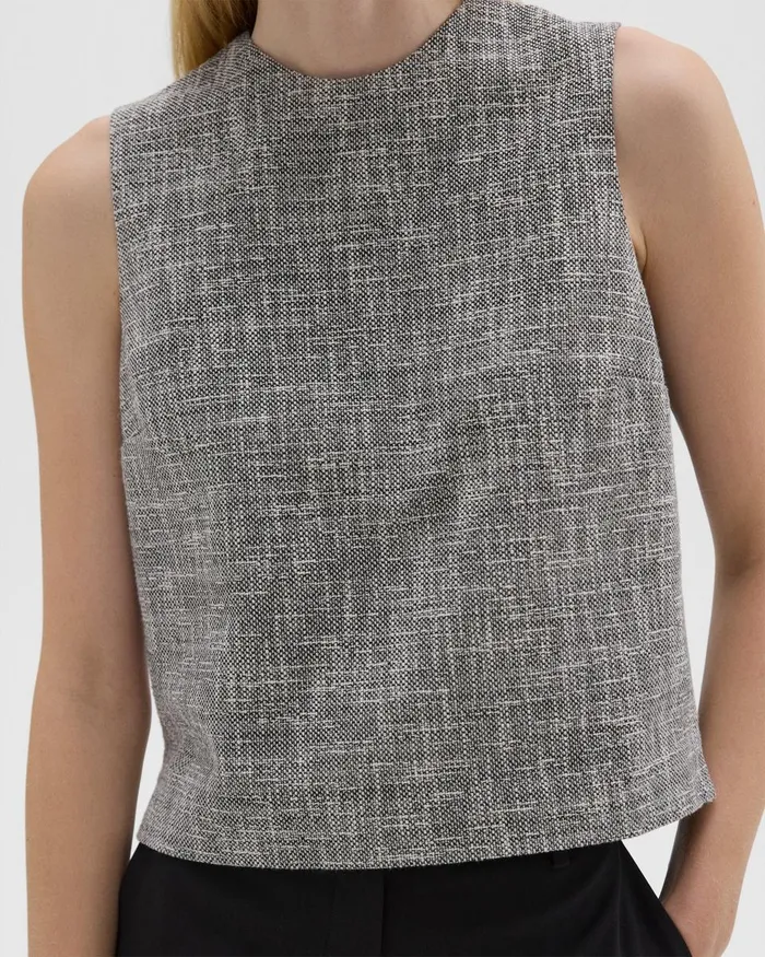 Theory Tops Shell Top In Canvas Tweed Black Multi 8211 Women