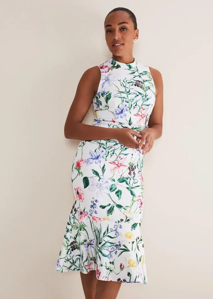Tina Floral Fit And Flare Midi Dress Multicoloured Women Phase Eight Dresses